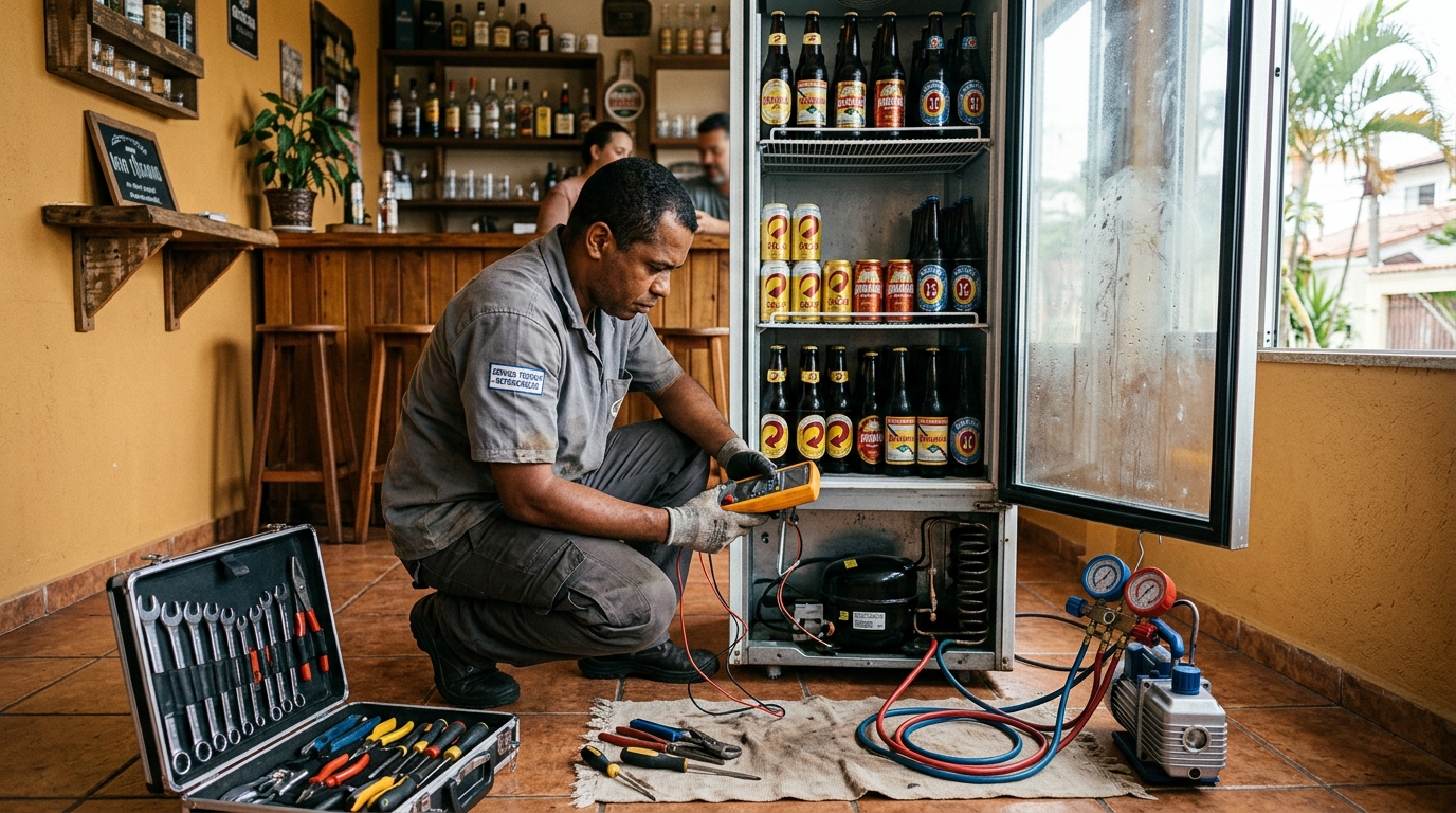 Substituição do termostato de uma cervejeira em Salvador‑BA